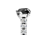 White gold Fancy Black Heart Cut Diamond Cathedral Solitaire Ring with Round  Pavé Band_41