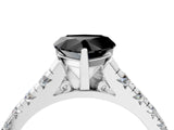 White gold Fancy Black Heart Cut Diamond Cathedral Solitaire Ring with Round  Pavé Band_46