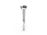 White gold Fancy Black Heart Cut Diamond Cathedral Solitaire Ring with Round  Pavé Band_49