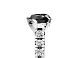 White gold Fancy Black Heart Cut Diamond Cathedral Solitaire Ring with Round  Pavé Band_52