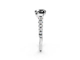 White gold Fancy Black Heart Cut Diamond Cathedral Solitaire Ring with Round  Pavé Band_62