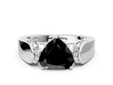 White gold Fancy Black Heart Cut Diamond Channel Set Solitaire Ring with Four-Prong Setting_16