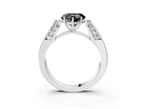 White gold Fancy Black Heart Cut Diamond Channel Set Solitaire Ring with Four-Prong Setting_19