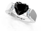 White gold Fancy Black Heart Cut Diamond Channel Set Solitaire Ring with Four-Prong Setting_2