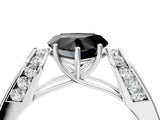 White gold Fancy Black Heart Cut Diamond Channel Set Solitaire Ring with Four-Prong Setting_20