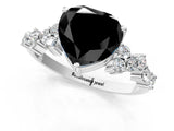 White gold Fancy Black Heart Cut Diamond Cluster Pavé Band with Four-Prong Setting_13