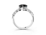 White gold Fancy Black Heart Cut Diamond Cluster Pavé Band with Four-Prong Setting_15