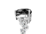 White gold Fancy Black Heart Cut Diamond Cluster Pavé Band with Four-Prong Setting_17
