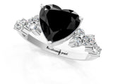 White gold Fancy Black Heart Cut Diamond Cluster Pavé Band with Four-Prong Setting_4