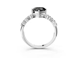 White gold Fancy Black Heart Cut Diamond Cluster Pavé Band with Four-Prong Setting_6