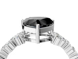 White gold Fancy Black Heart Cut Diamond Cluster Pavé Band with Four-Prong Setting_7