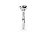 White gold Fancy Black Heart Cut Diamond Cluster Side Stone Solitaire Ring with Prong Setting_50