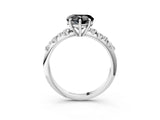 White gold Fancy Black Heart Cut Diamond Cluster Side Stone Solitaire Ring with Prong Setting_51