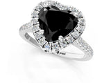 White gold Fancy Black Heart Cut Diamond Cushion Halo Ring with Pavé Band_13