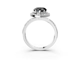 White gold Fancy Black Heart Cut Diamond Double Halo Ring with Split Shank and Four-Prong Setting_3