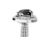 White gold Fancy Black Heart Cut Diamond Double Halo Ring with Split Shank and Four-Prong Setting_5