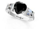 White gold Fancy Black Heart Cut Diamond Engagement Ring with Baguette Side Stones and Channel Set Band_25