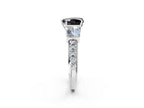 White gold Fancy Black Heart Cut Diamond Engagement Ring with Baguette Side Stones and Channel Set Band_26
