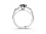 White gold Fancy Black Heart Cut Diamond Engagement Ring with Baguette Side Stones and Channel Set Band_27