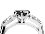 White gold Fancy Black Heart Cut Diamond Engagement Ring with Baguette Side Stones and Channel Set Band_28
