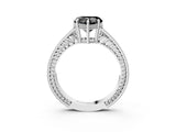 White gold Fancy Black Heart Cut Diamond Engagement Ring with Milgrain Channel Set Band and Prong Setting_3