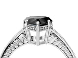 White gold Fancy Black Heart Cut Diamond Engagement Ring with Milgrain Channel Set Band and Prong Setting_4