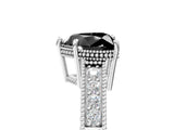 White gold Fancy Black Heart Cut Diamond Engagement Ring with Milgrain Channel Set Band and Prong Setting_5