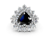 White gold Fancy Black Heart Cut Diamond Floral Double Halo Engagement Ring with Prong Setting_109