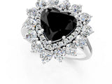 White gold Fancy Black Heart Cut Diamond Floral Double Halo Engagement Ring with Prong Setting_110