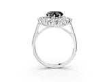 White gold Fancy Black Heart Cut Diamond Floral Double Halo Engagement Ring with Prong Setting_112