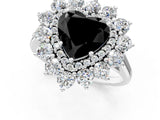 White gold Fancy Black Heart Cut Diamond Floral Double Halo Engagement Ring with Prong Setting_37