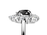 White gold Fancy Black Heart Cut Diamond Floral Double Halo Engagement Ring with Prong Setting_89
