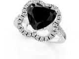 White gold Fancy Black Heart Cut Diamond Floral Halo Split Shank Prong Setting Ring_1
