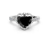 White gold Fancy Black Heart Cut Diamond Halo Pave Band with Four-Prong Setting_3