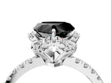 White gold Fancy Black Heart Cut Diamond Halo Pave Band with Four-Prong Setting_7