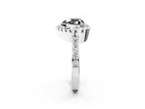 White gold Fancy Black Heart Cut Diamond Halo Ring with Pavé Band and Prong Setting_14