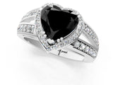 White gold Fancy Black Heart Cut Diamond Halo Ring with Split Shank Pavé Band and Four-Prong Setting_13