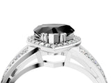 White gold Fancy Black Heart Cut Diamond Halo Ring with Split Shank Pavé Band and Four-Prong Setting_16