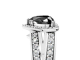 White gold Fancy Black Heart Cut Diamond Halo Ring with Split Shank Pavé Band and Four-Prong Setting_17
