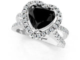 White gold Fancy Black Heart Cut Diamond Halo Ring with Split Shank Pavé Band and Prong Setting_13