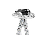 White gold Fancy Black Heart Cut Diamond Halo Ring with Split Shank Pavé Band and Prong Setting_17