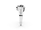 White gold Fancy Black Heart Cut Diamond Halo Ring with Split Shank and Bezel Accents and Prong Setting_2