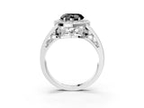 White gold Fancy Black Heart Cut Diamond Halo Ring with Split Shank and Bezel Accents and Prong Setting_3