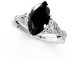 White gold Fancy Black Heart Cut Diamond  Halo Twist Band Solitaire Prong Setting Ring_13