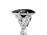 White gold Fancy Black Heart Cut Diamond  Halo Twist Band Solitaire Prong Setting Ring_17