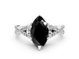 White gold Fancy Black Heart Cut Diamond  Halo Twist Band Solitaire Prong Setting Ring_24