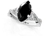 White gold Fancy Black Heart Cut Diamond  Halo Twist Band Solitaire Prong Setting Ring_25