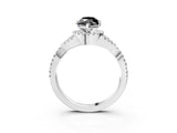 White gold Fancy Black Heart Cut Diamond  Halo Twist Band Solitaire Prong Setting Ring_27