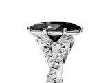 White gold Fancy Black Heart Cut Diamond  Halo Twist Band Solitaire Prong Setting Ring_29