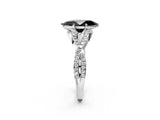 White gold Fancy Black Heart Cut Diamond  Halo Twist Band Solitaire Prong Setting Ring_68
